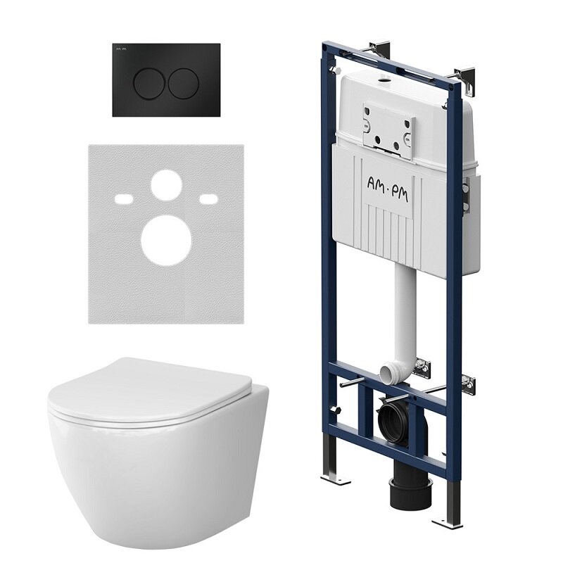 Изображение товара Комплект инсталляции с подвесным унитазом Like Aquaspin и клавишей L черная матовая