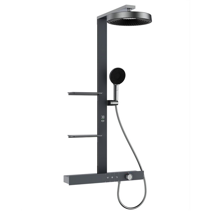 Изображение товара Душевая система Black&White Gravity 9005GM, термостатическая, Gun Metal