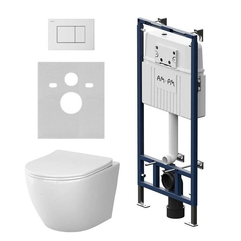 Изображение товара Комплект инсталляции и подвесной унитаз Am.Pm MasterFit с AquaSpin и сиденьем