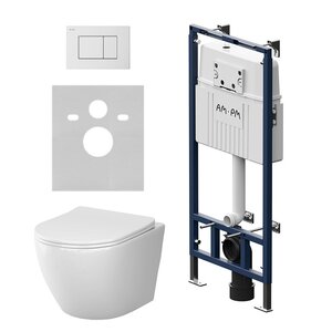 Изображение товара Комплект IS100201.801900, Инсталляция Am.Pm MasterFit с подвесным унитазом Like Aquaspin торнадо, шумоизоляция, сиденье микролифт, клавиша смыва L белая глянцевая