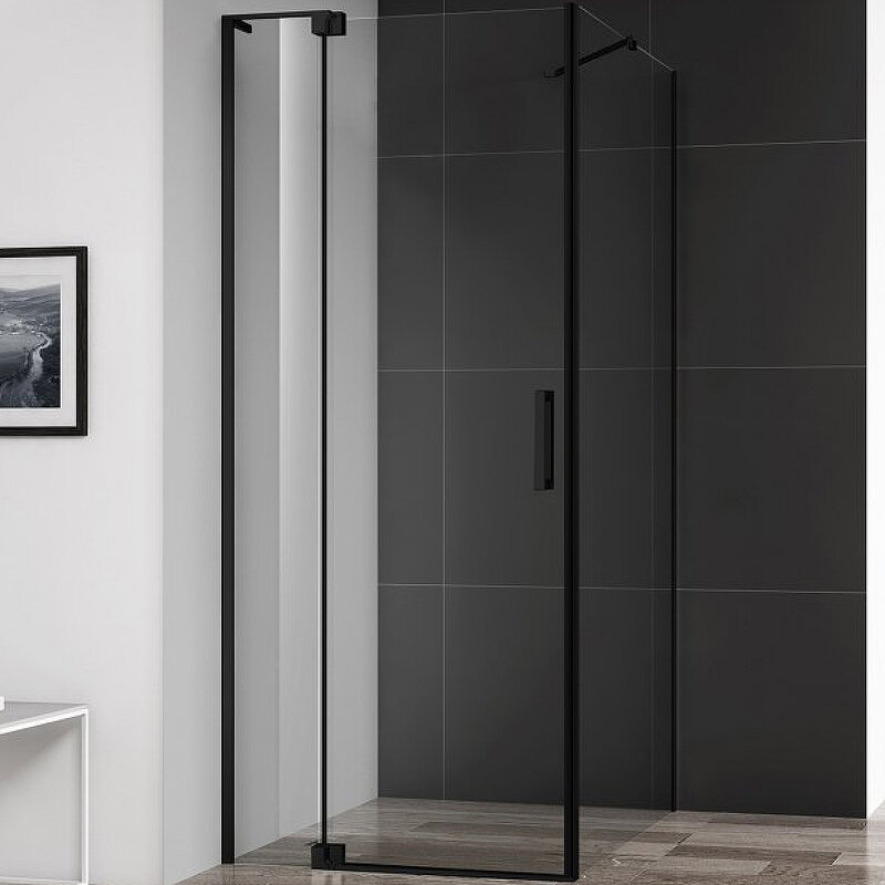 Изображение товара Душевой уголок Cezares Slider-AH-1-100-90/100-C-NERO с распашными дверями и 8 мм стеклом