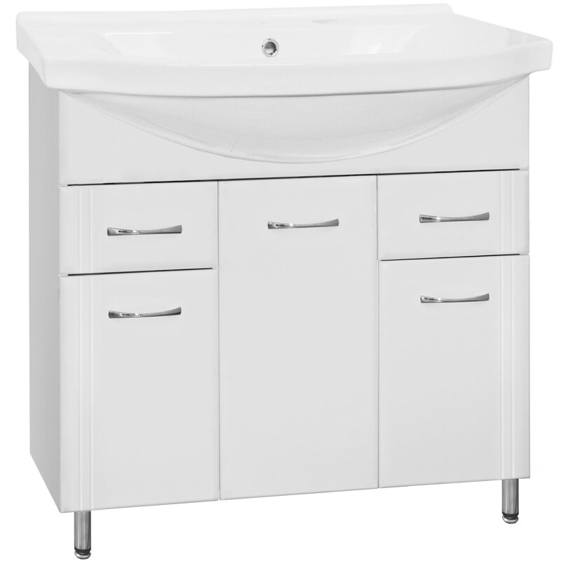 Изображение товара Тумба под раковину Style Line Эко Стандарт №26 90, белая, напольная с ящиками