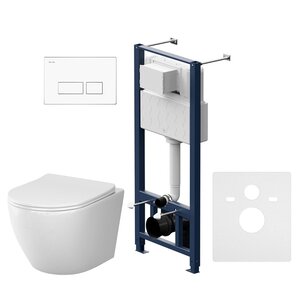 Изображение товара Комплект IS47001.801900, Инсталляция Am.Pm с подвесным унитазом Like Aquaspin торнадо, шумоизоляция, сиденье микролифт, клавиша смыва Pro S белая глянцевая