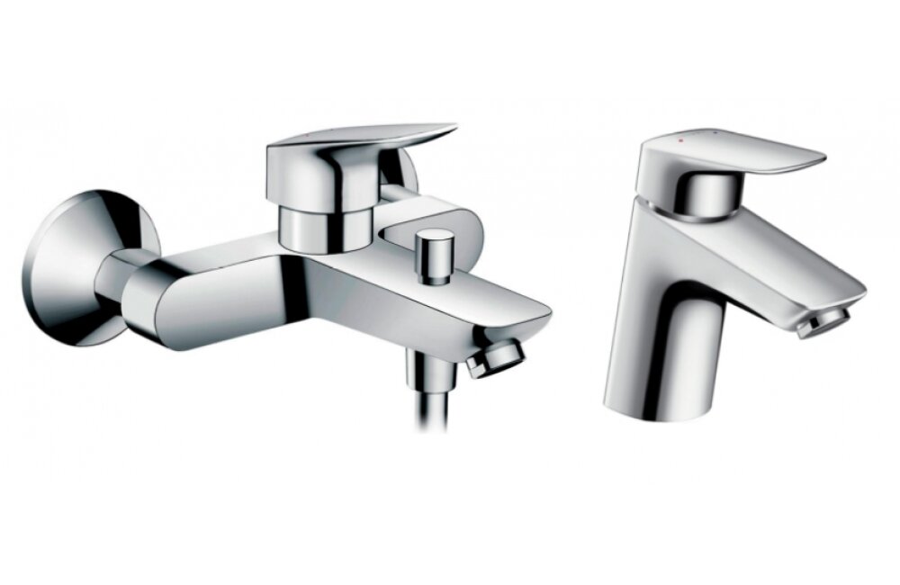 Изображение товара Комплект смесителей Hansgrohe Logis для ванны и раковины с хромовым покрытием