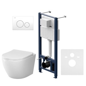 Изображение товара Комплект IS49001.801900, Инсталляция Am.Pm с подвесным унитазом Like Aquaspin торнадо, шумоизоляция, сиденье микролифт, клавиша смыва Pro L белая глянцевая