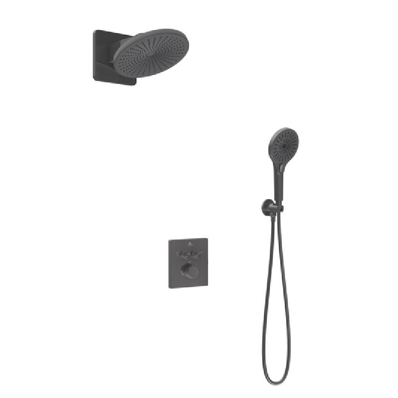 Изображение товара Душевая система Vincea Inspire VSFW-3I21MT5GM, термостатическая, на 2 потребителя, воронёная сталь, gunmetal Изображение товара Душевая система Vincea Inspire VSFW-3I21MT5GM, термостатическая, на 2 потребителя, воронёная сталь, gunmetal