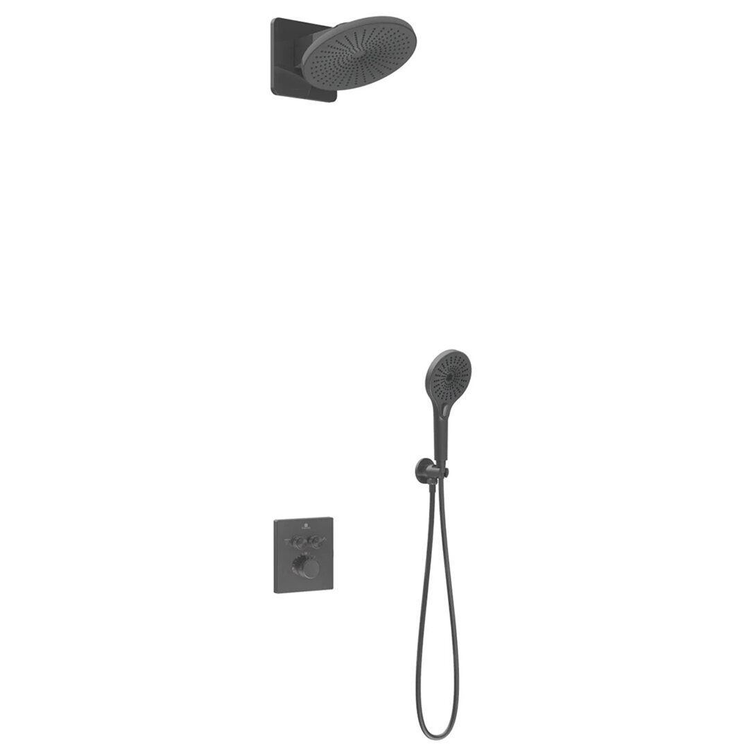 Изображение товара Душевая система Vincea Inspire VSFW-3I21MT5GM, термостатическая, на 2 потребителя, воронёная сталь, gunmetal