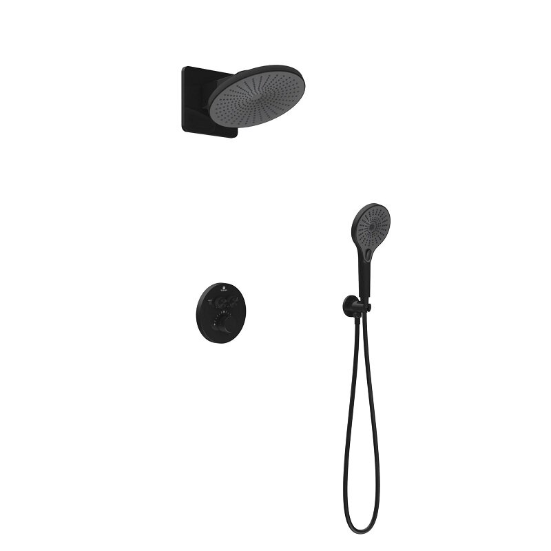 Изображение товара Душевая система Vincea Inspire VSFW-3I22MT5MB термостатическая черный матовый 2 потребителя