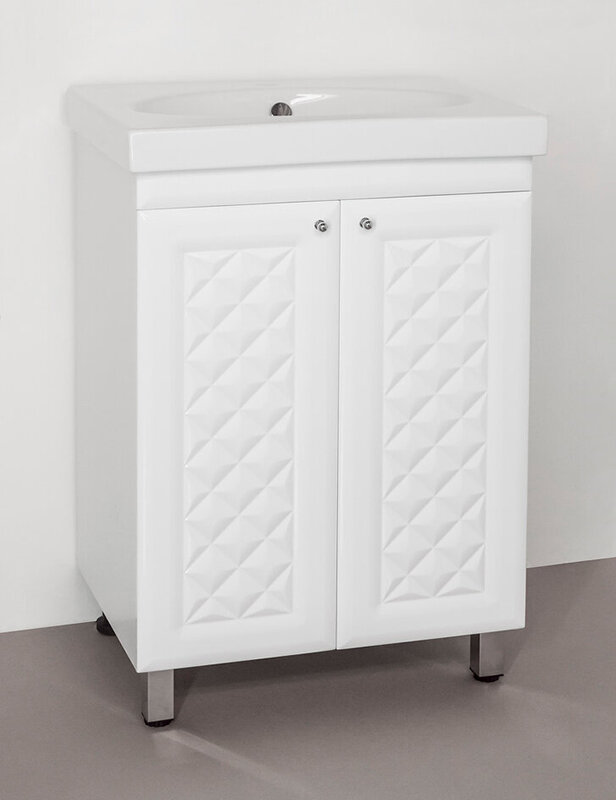 Изображение товара Тумба под раковину Style Line Канна 60 Люкс белая напольная с 3D фрезеровкой