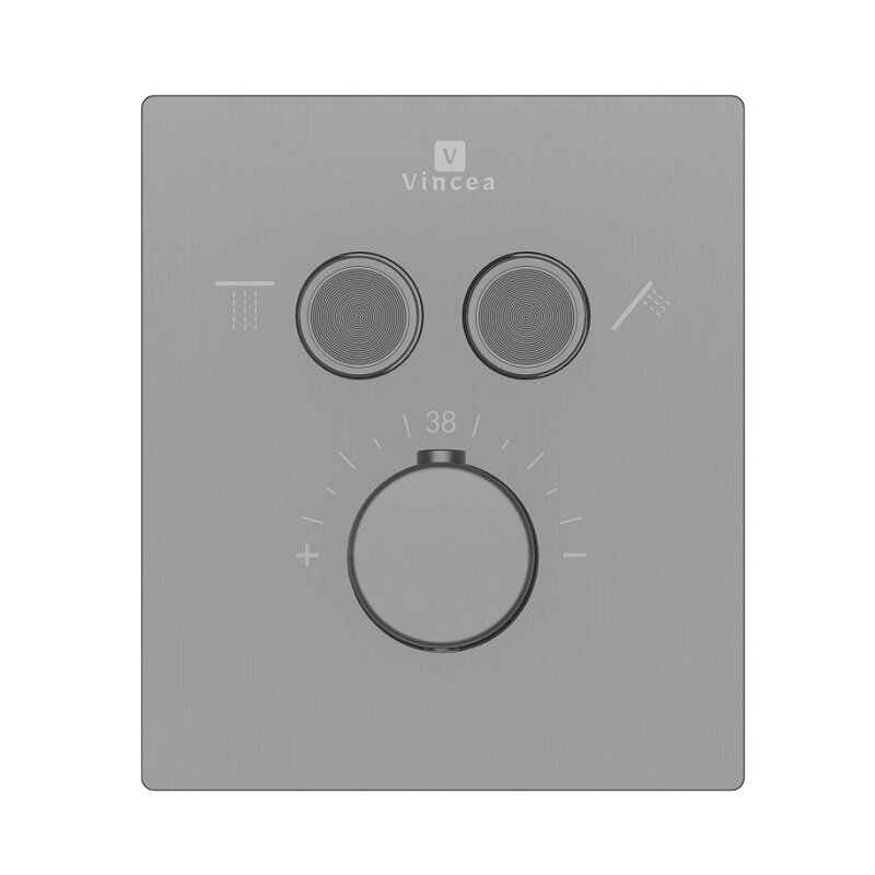 Изображение товара Современный термостатический встраиваемый смеситель для душа Vincea VSCV-321T-MGM воронёная сталь