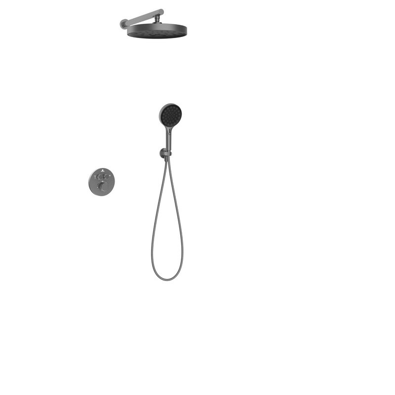 Изображение товара Душевая система Vincea Inspire VSFW-3I22MT2GM, термостатическая, 2 потребителя, воронёная сталь, gu