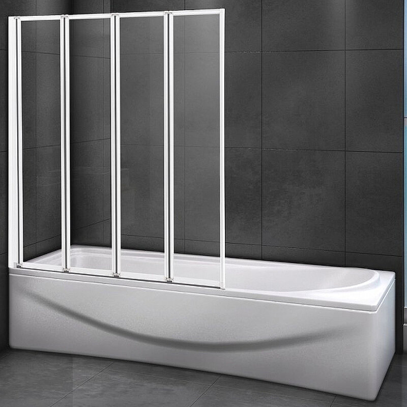 Изображение товара Шторка на ванну Cezares Relax-V 4-100/140-C-Bi стекло прозрачное белый профиль