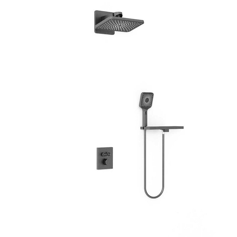 Изображение товара Душевая система Vincea Inspire термостатическая с полкой, воронёная сталь