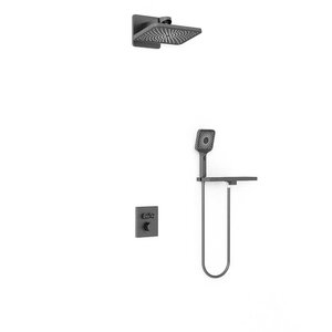 Изображение товара Душевая система Vincea Inspire VSFW-3I21MT4RGM, термостатическая, с полкой, воронёная сталь, gunmetal