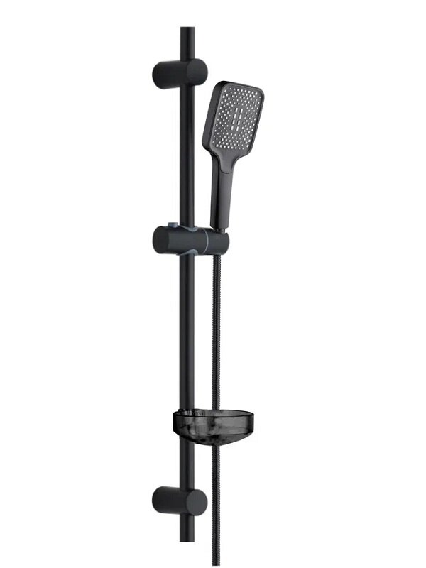 Изображение товара Душевой гарнитур Orange O-Shower OS714b с мыльницей, черный матовый, 1 режим
