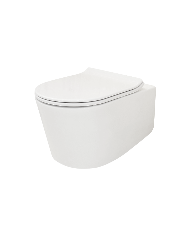 Изображение товара Подвесной унитаз Creo Ceramique Rennes 2.0 RE1100R безободковый, с сиденьем RE1001T