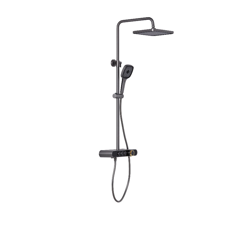 Изображение товара Душевая система Arrow AMG13SH855ALF90 термостатическая, цвет вороненая сталь gunmetal