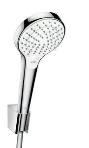 Изображение товара Душевой набор Hansgrohe Croma Select S Vario 26411400, шланг 160 см, корпус хром, лицевая часть белая, 3 режима струи