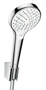 Изображение товара Душевой набор Hansgrohe Croma Select S Vario 26421400, шланг 125 см, корпус хром, лицевая часть белая, 3 режима струи