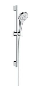 Изображение товара Душевой гарнитур Hansgrohe Croma Select S Vario EcoSmart 26563400, штанга 65 см, корпус хром, лицевая часть белая