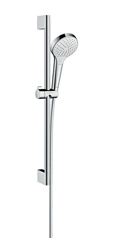 Изображение товара Душевой гарнитур Hansgrohe Croma Select S Vario EcoSmart 26563400, штанга 65 см, корпус хром, лицевая часть белая