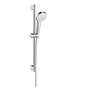 Изображение товара Душевой гарнитур Hansgrohe Croma Select S 1jet 26574400, штанга 90 см, корпус хром, лицевая часть белая, 1 режим струи