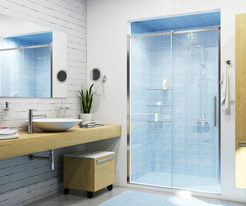 Изображение товара Душевая дверь WasserKRAFT 58R05, 120x200 см, раздвижная, стекло прозрачное, хром профиль