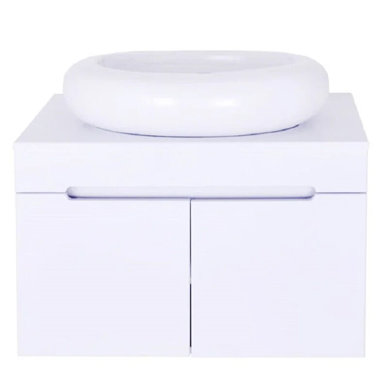 Изображение товара Тумба с раковиной Orange Санторини, подвесная, цвет белый, Smart Pack, Sa-80TUW+RA (выставочный образец, отсутствует упаковка)