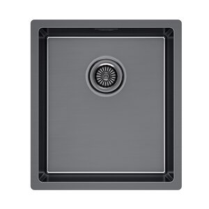 Изображение товара Мойка кухонная Paulmark Yuni YU39-GM, 39 см, нержавеющая сталь, PVD -покрытие, цвет вороненая сталь