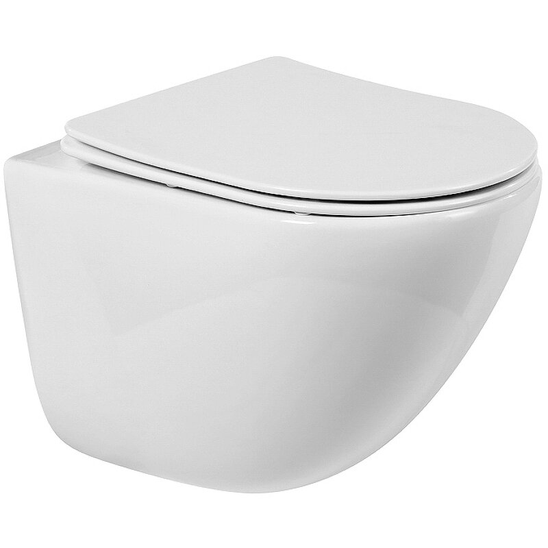 Изображение товара Подвесной унитаз безободковый BelBagno Amanda BB051CHR/BB051SC, фарфор, белый