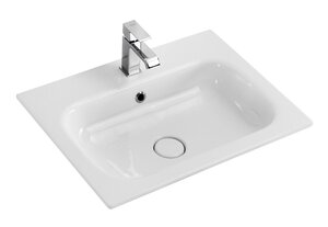 Изображение товара Раковина Cezares CZR-NAT-60-LVB 60 см из керамики белая с переливом для ванной и кухни