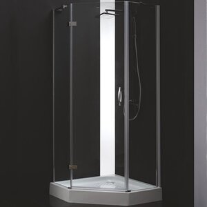 Изображение товара Душевой уголок Cezares Bergamo-W-P-1-90-C-Cr-L-IV, 90 x 90 см, стекло прозрачное, профиль хром, левый