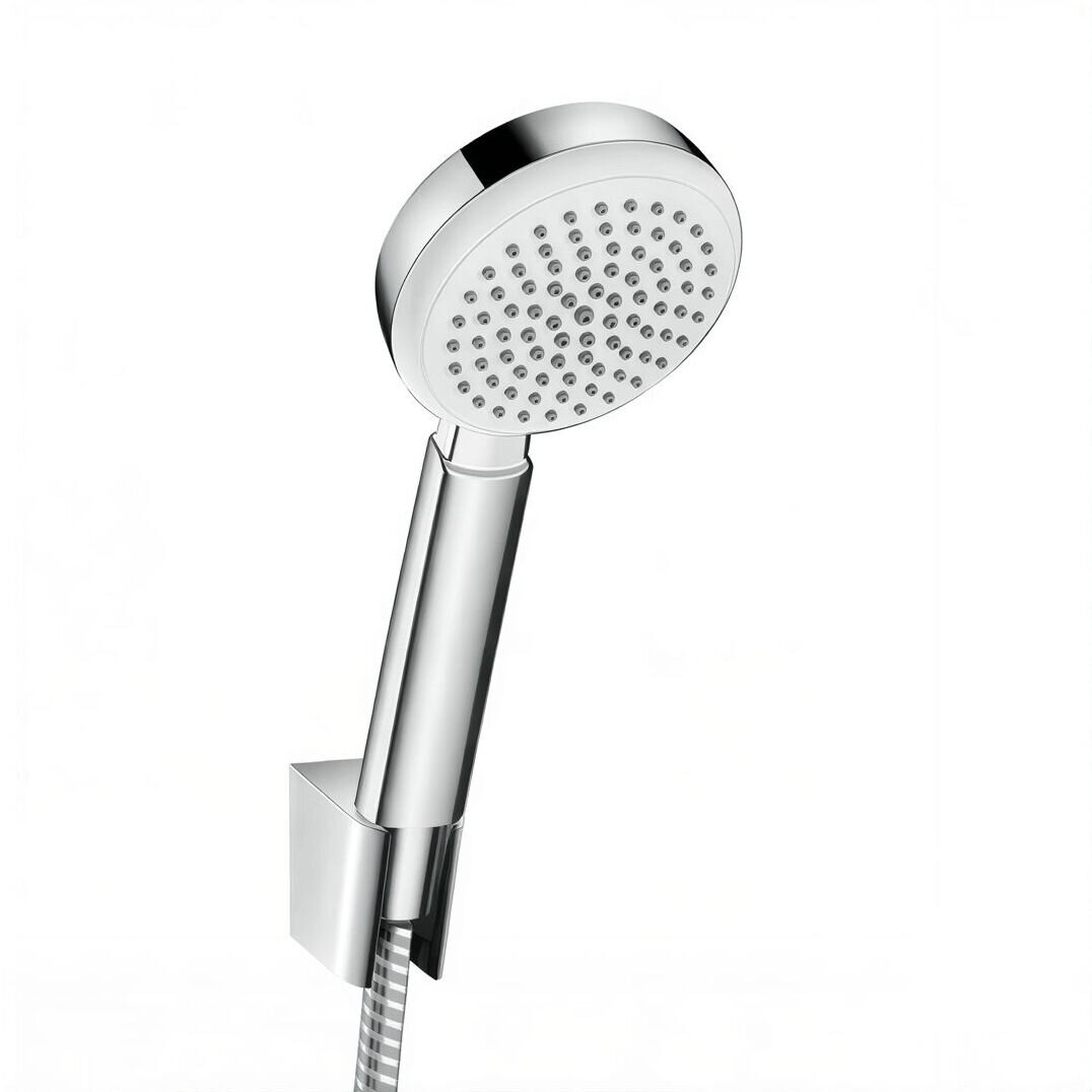 Изображение товара Душевой гарнитур Hansgrohe Crometta 100 1jet Porter 26664400, шланг 160 см, корпус хром, лицевая часть белая, 1 режим струи Изображение товара Душевой гарнитур Hansgrohe Crometta 100 1jet Porter 26664400, шланг 160 см, корпус хром, лицевая часть белая, 1 режим струи