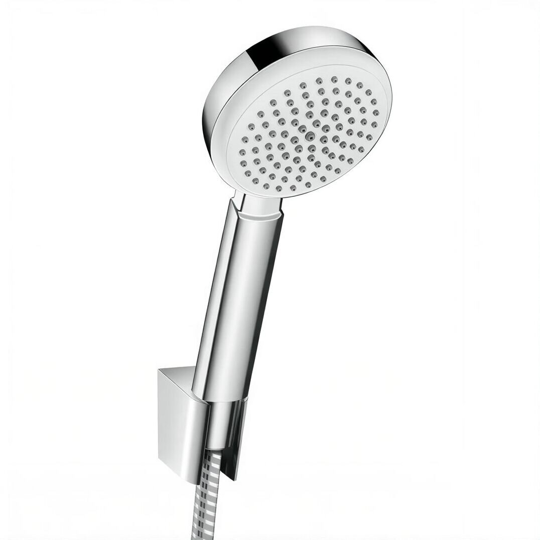 Изображение товара Душевой гарнитур Hansgrohe Crometta 100 1jet Porter 26665400, шланг 125 см, корпус хром, лицевая часть белая, 1 режим струи Изображение товара Душевой гарнитур Hansgrohe Crometta 100 1jet Porter 26665400, шланг 125 см, корпус хром, лицевая часть белая, 1 режим струи