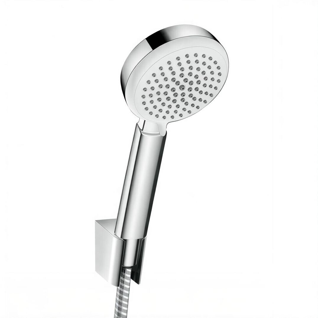 Изображение товара Душевой гарнитур Hansgrohe Crometta 100 Vario 26666400, шланг 125 см, корпус хром, лицевая часть белая, 4 режима струи Изображение товара Душевой гарнитур Hansgrohe Crometta 100 Vario 26666400, шланг 125 см, корпус хром, лицевая часть белая, 4 режима струи