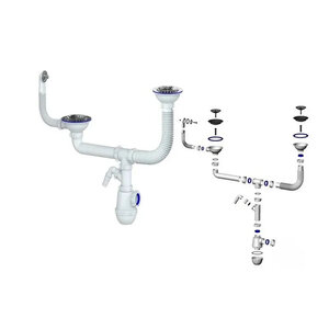 Изображение товара Сифон Granula GRAND+ 3 1/2, Сифон для гибридов 3143-11-40, для мойки с 2-мя чашами с отводом для бытовой техники