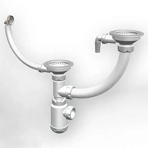 Изображение товара Сифон для мойки Granula СФ-0007 с двумя чашами и отводом для бытовой техники