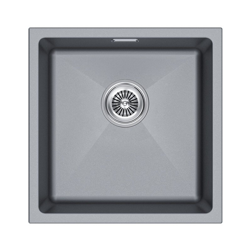 Изображение товара Мойка кухонная Paulmark Lumi LU45-GRM из IT-GRANIT, 45 см, серый металлик