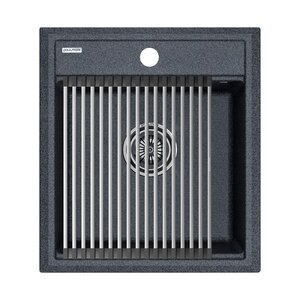 Изображение товара Мойка кухонная Paulmark Stepia 45 PM114651-DG+R375-BS, искусственный камень, с ролл-матом Step, графит