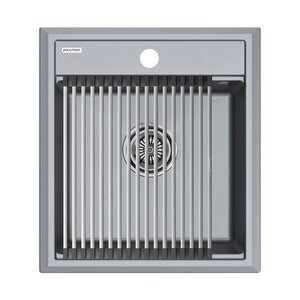 Изображение товара Кухонная мойка Paulmark Stepia 45 из искусственного гранита с ролл-матом серый металлик