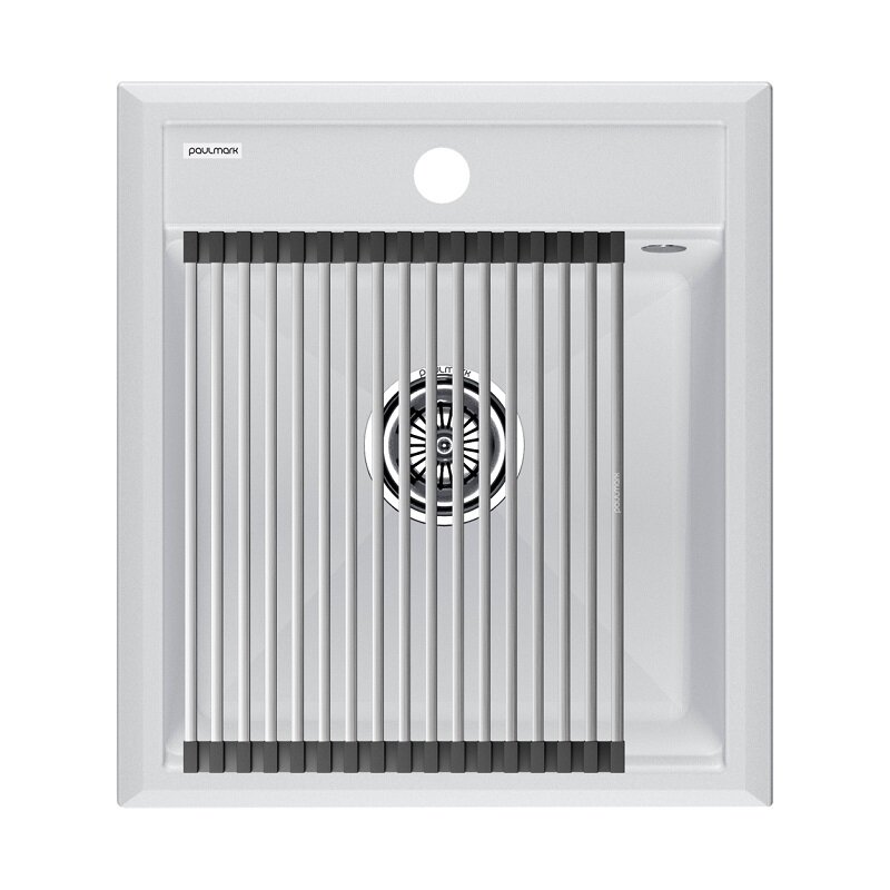 Изображение товара Кухонная мойка из искусственного камня Paulmark Stepia 45 с ролл-матом белая