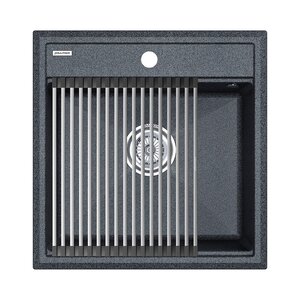 Изображение товара Мойка кухонная Paulmark Stepia 50 PM115051-DG+R375-BS, искусственный камень, с ролл-матом Step, графит