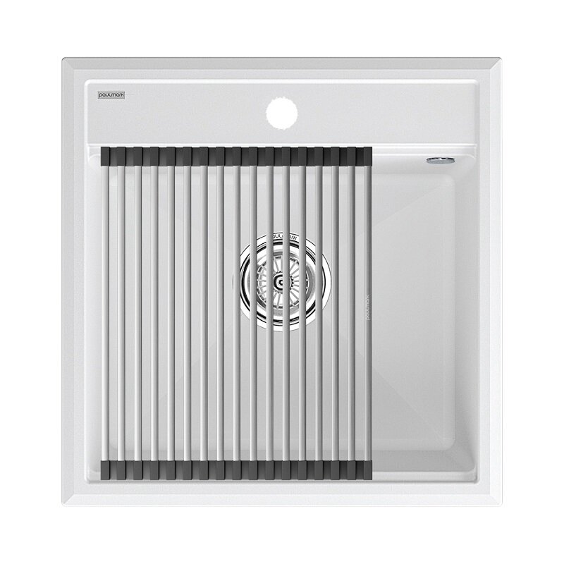 Изображение товара Кухонная мойка Paulmark Stepia 50 из искусственного камня с ролл-матом белая