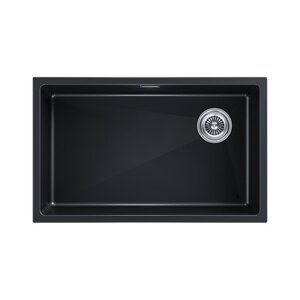 Изображение товара Кухонная мойка Paulmark Lumi LU74SK-BLM из искусственного гранита 74 см черный металлик