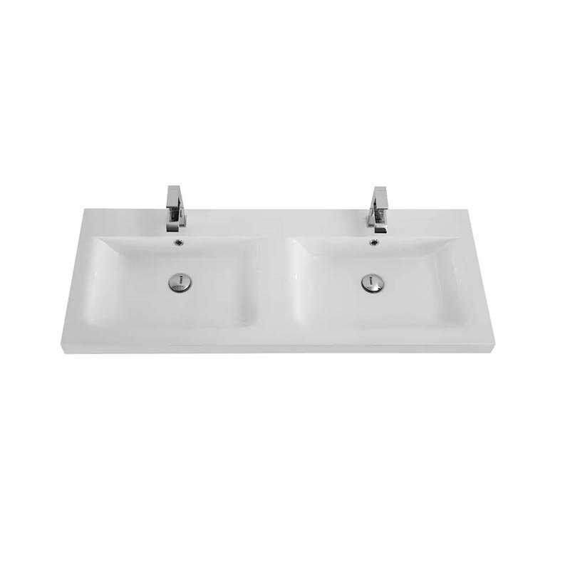 Изображение товара Раковина для ванной Cezares CZR-1200/480-2-LV-MR-ECO, искусственный камень, 2 чаши, белая, угловая