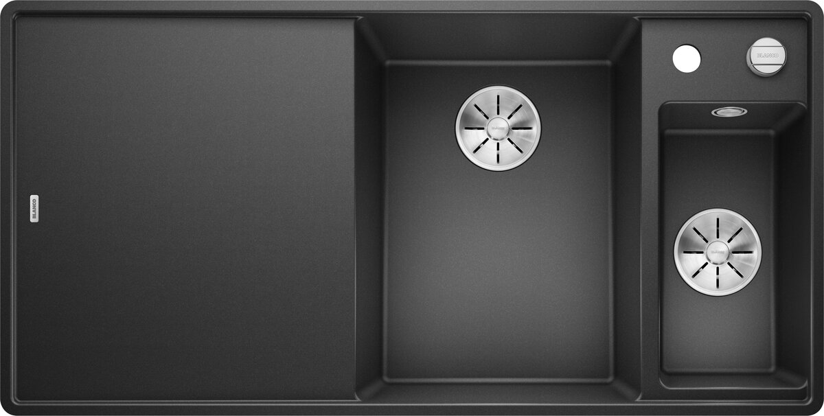 Изображение товара Мойка кухонная Blanco Axia 6 S-F антрацит с двумя раковинами и аксессуарами