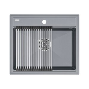 Изображение товара Кухонная мойка Paulmark Stepia 60 с ролл-матом, искусственный камень, серый металлик