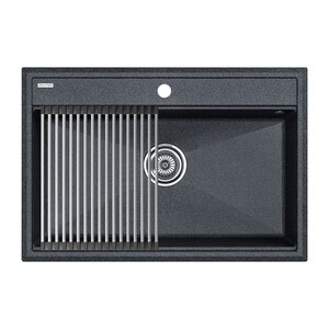 Изображение товара Мойка кухонная Paulmark Stepia 80 PM117551-DG+R375-BS, искусственный камень, с ролл-матом Step, графит