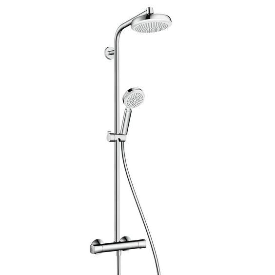 Изображение товара Душевая система Hansgrohe Crometta 160 1jet Showerpipe EcoSmart 27265400, белый/хром