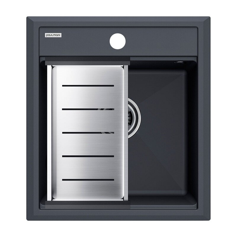 Изображение товара Кухонная мойка Paulmark Stepia 45 из искусственного камня с коландером антрацит